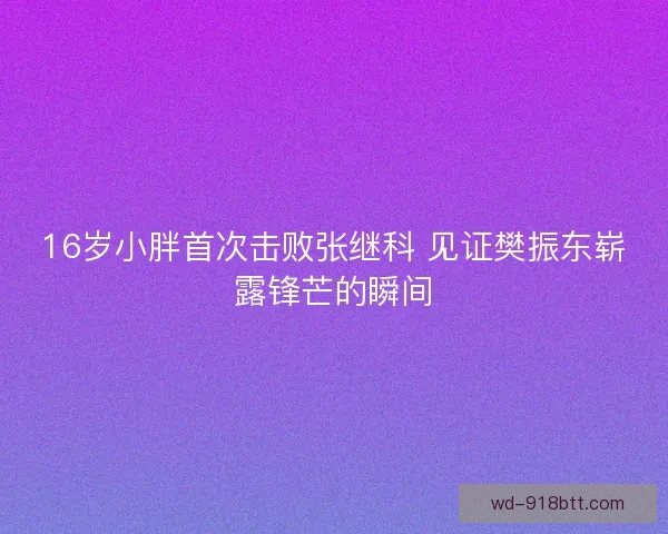 16岁小胖首次击败张继科 见证樊振东崭露锋芒的瞬间