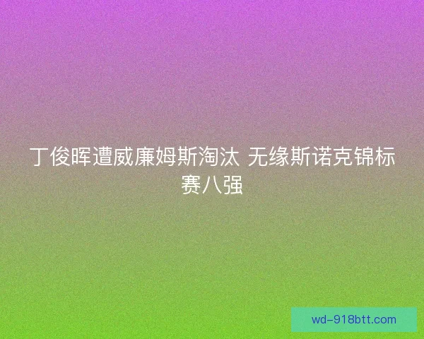 丁俊晖遭威廉姆斯淘汰 无缘斯诺克锦标赛八强