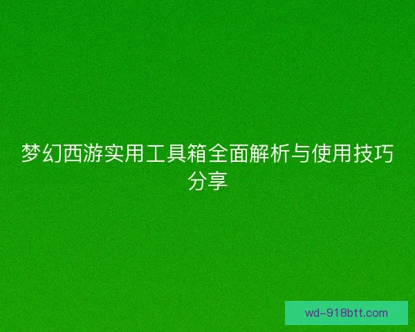 梦幻西游实用工具箱全面解析与使用技巧分享