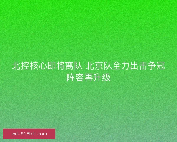 北控核心即将离队 北京队全力出击争冠阵容再升级 北控核心即将离队 北京队全力出击争冠阵容再升级